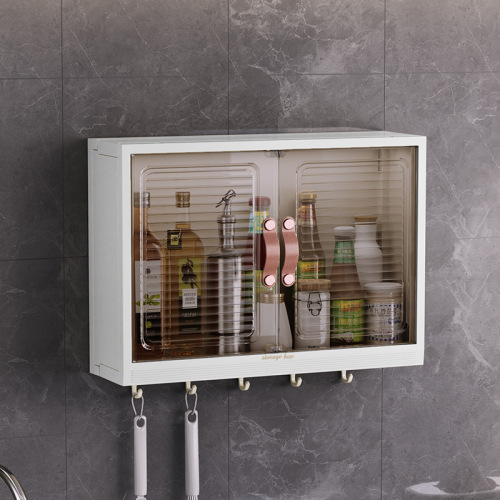 Wall-mounted cosmetics storage box kitchen condiments oil smoke sauce vinegar hanging punch-free traceless storage rack home