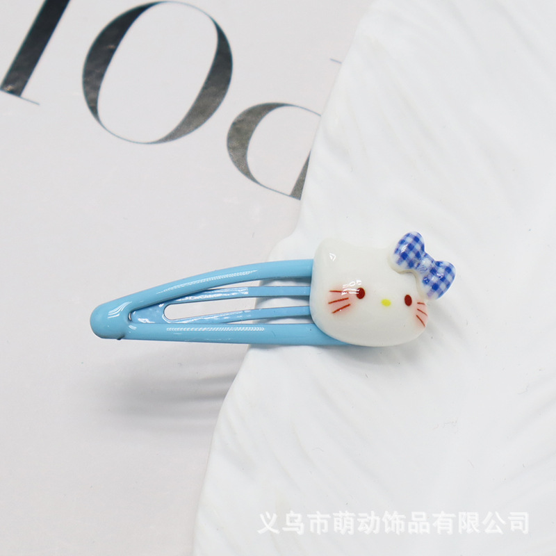 나비 리본 고양이 머리핀 (블루)