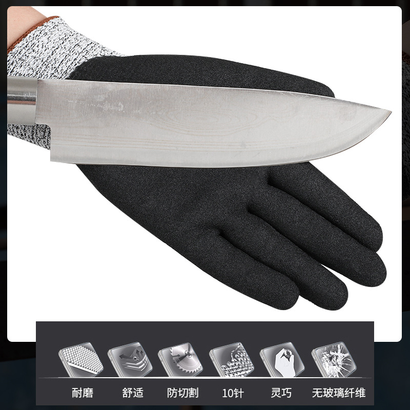 Fábrica en stock Guantes anti-corte de 5 niveles que sumergen cocina anti-corte de 5 niveles HPPE anti-rasguño de vidrio image 6