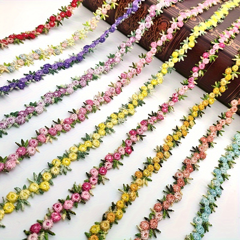 厂家现货水溶彩色螺旋小花边宽1.2cm头饰田园肩带辅料diy批发绣花