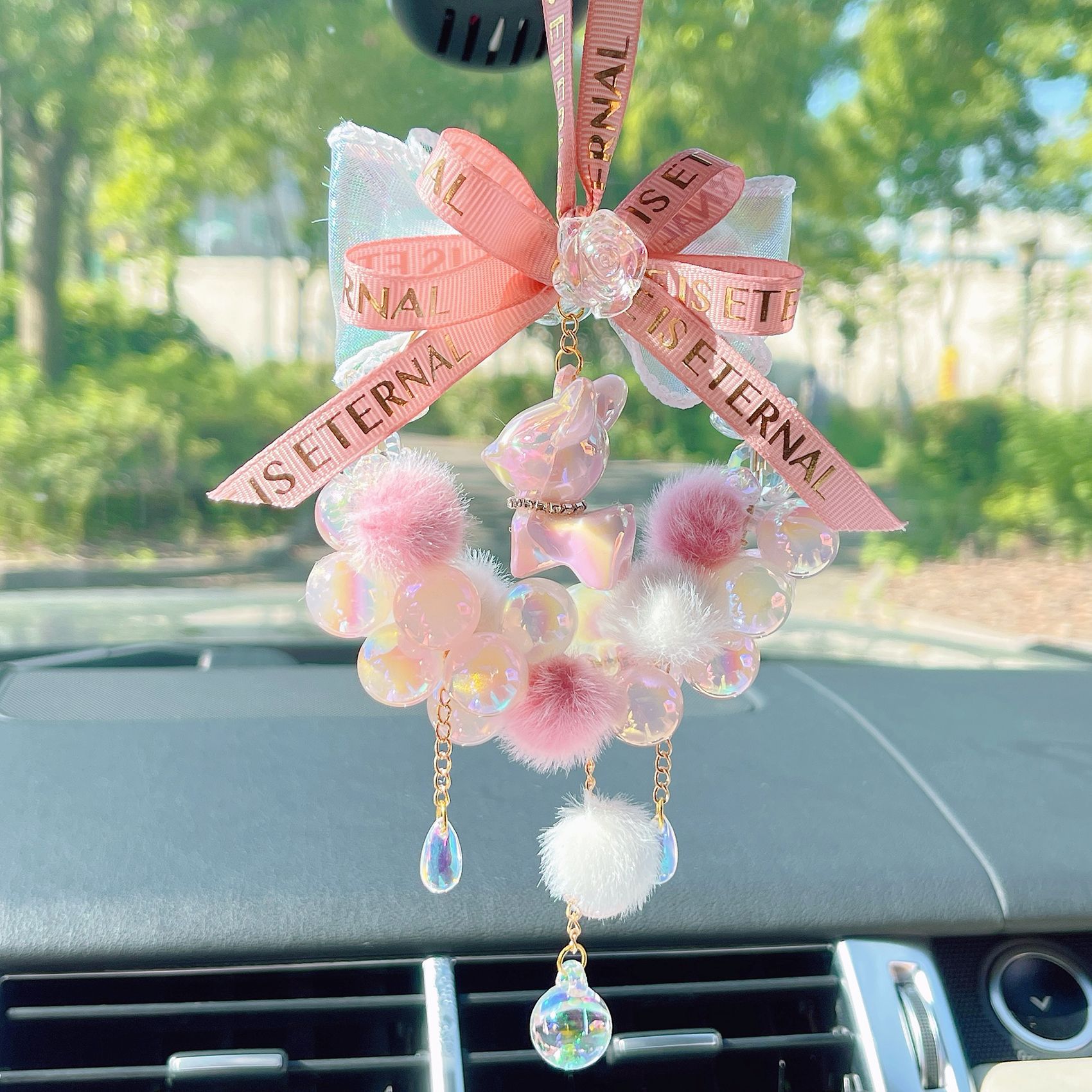 Cute and Colorful Deer Car Hanging Ornament Rearview Mirror Pendant Decoration for Girls Car Accessory