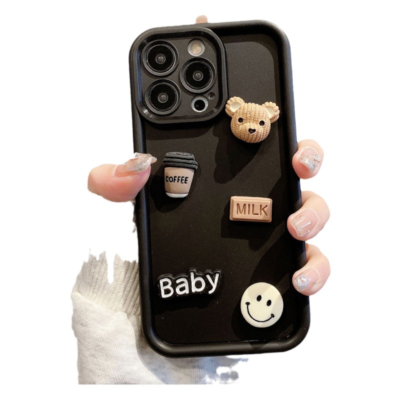 Gao Zhu para Apple 16PRO Coffee Bear Jewelry Funda para teléfono móvil iPhone11/12 Funda protectora anticaídas todo incluido