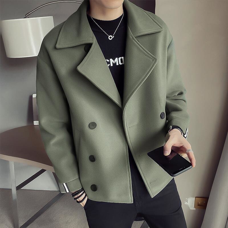 Woolen Coat Artistic Men's New Spring and Autumn Design Sense Trenchcoat Short Jacket Top Trendy Coat Woolen Coat Artistic Men's New Spring and Autumn Design Sense Trenchcoat Short Jacket Top Trendy Coat