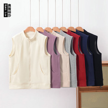 秋冬新款沐冬绒立领马甲女士防风保暖外套无袖内搭加绒可外穿坎肩