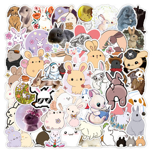 50 New cute rabbit children graffiti stickers waterproof luggage notebook skateboard refrigerator stickers wholesale