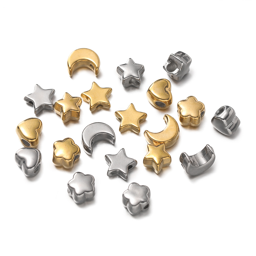 10g Weight Beads Jewelry Making Type DIY Ornament Accessories Classification 5 PCS/Package Quantity 304 Stainless Steel Material Star, Moon, Heart Shape Pattern All Seasons Season Elegant, Cute Style 5 PCS/Package Stainless Steel Star Moon Heart Shape Beads DIY Ornament Accessories 2