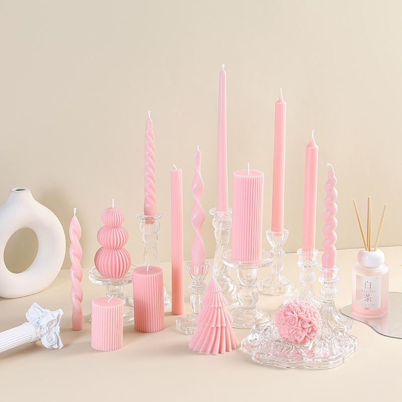Pink-Shaped Long-Stem Scented Candle, Girly Gift, High-End Home Decor, Romantic Wedding Decoration Prop