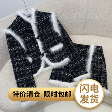 特价清仓RX00004时尚女孩~小香风公主夹棉毛条套装长裙尾货