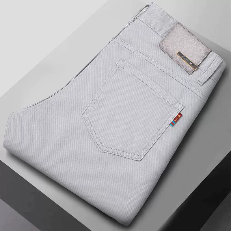 Европейские высококачественные джинсы цвета ледниковой серости для мужчин, летние тонкие облегающие эластичные модные брюки