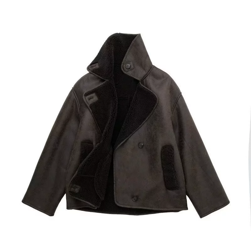 Winter Double-Sided Velvet Windproof Jacket, European Style, Thicker Insulation
