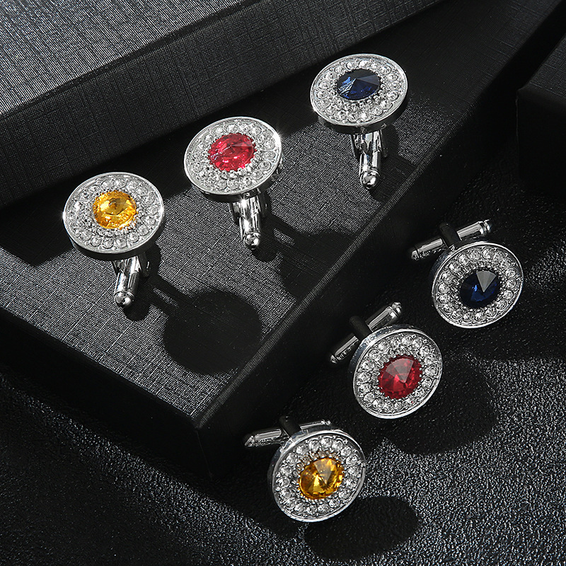 Heißer Verkauf Kreative Diamant Blau Kristall Manschettenknöpfe Französisch Hemd Knopf Manschettenknöpfe_voghion.com