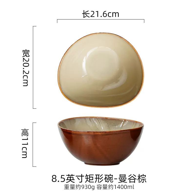 Cuencos de sopa de color europeo de color esmalte transfronterizo cuencos de arroz irregulares de cerámica cuencos de ensalada de frutas cuencos de ramen grandes