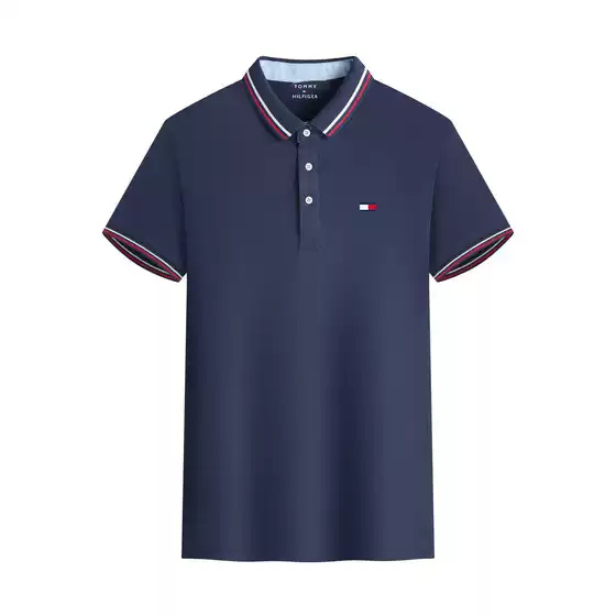 New Style Men's Polo Shirt Casual Flip Collar Short Sleeve Summer Premium Tommy Embroidered European Fit