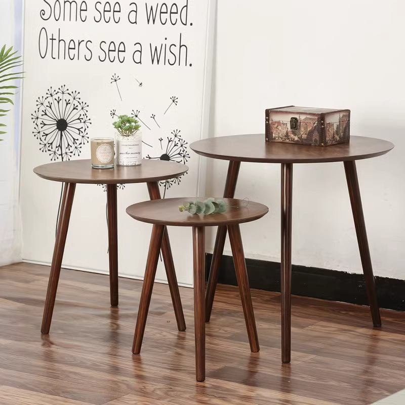 Nordic Balcony Small Round Table Side Table Internet Celebrity Creative Leisure Tea Table Coffee Table Modern Simple Solid Wood Easy to Install