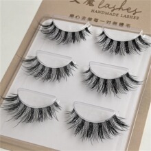 3d假眼睫毛跨境新款浓密仿真欧美妆对毛丝线细软透明梗亚克力风格