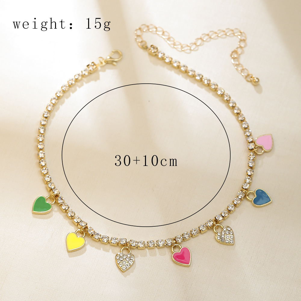 IG Style Casual Heart Shape Alloy Enamel Plating Inlay Rhinestones Women's Necklace display picture 11