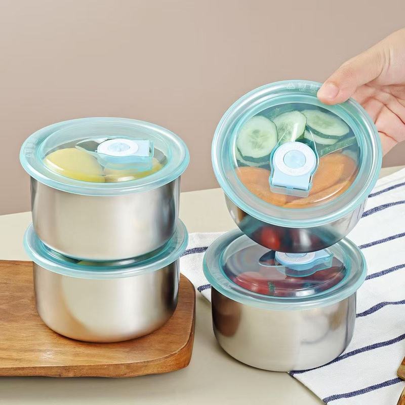 ステンレス保冷箱蓋付き密封缶円形保冷食器収納ボックス冷蔵庫便利収納ボックスランチボックス|undefined