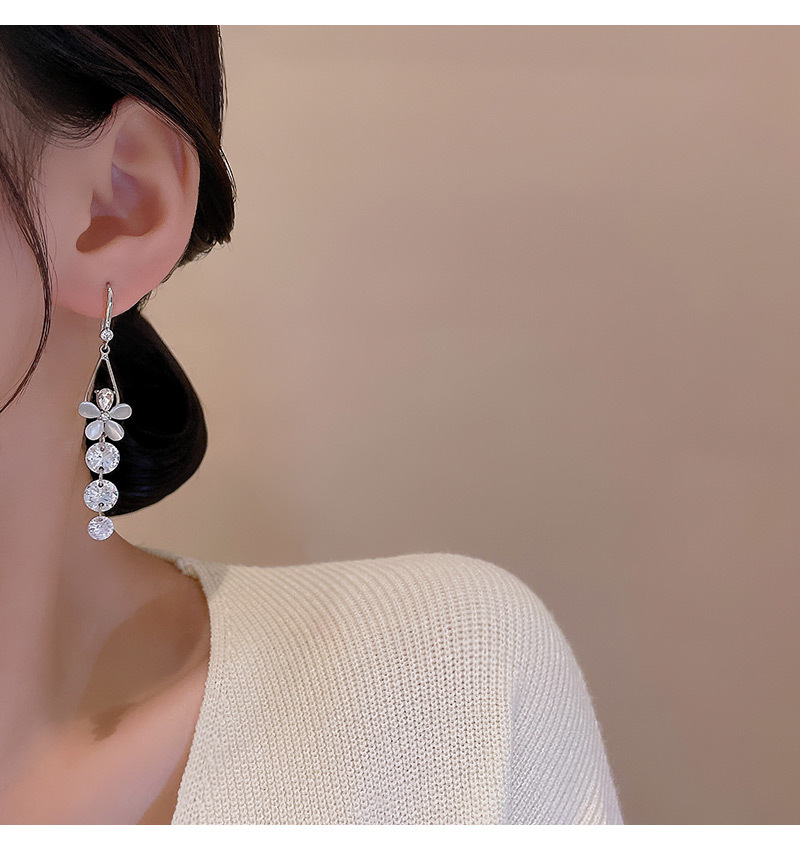 Fashion Flower Copper Plating Zircon Drop Earrings 1 Pair