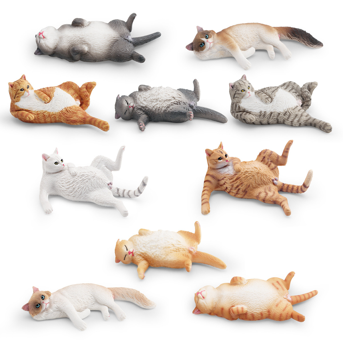 Mascotas transfronterizas modelo de gato juguete de simulación de gato borracho gato dormido gato acostado de lado gato blanco decoración de gato naranja adornos estáticos