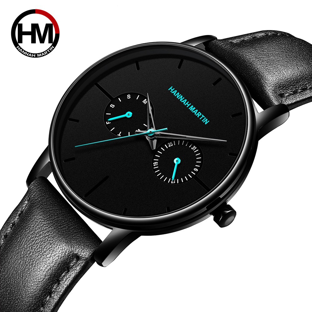 Men's Quartz Watch Multi Functional Waterproof Leather Business_voghion.com