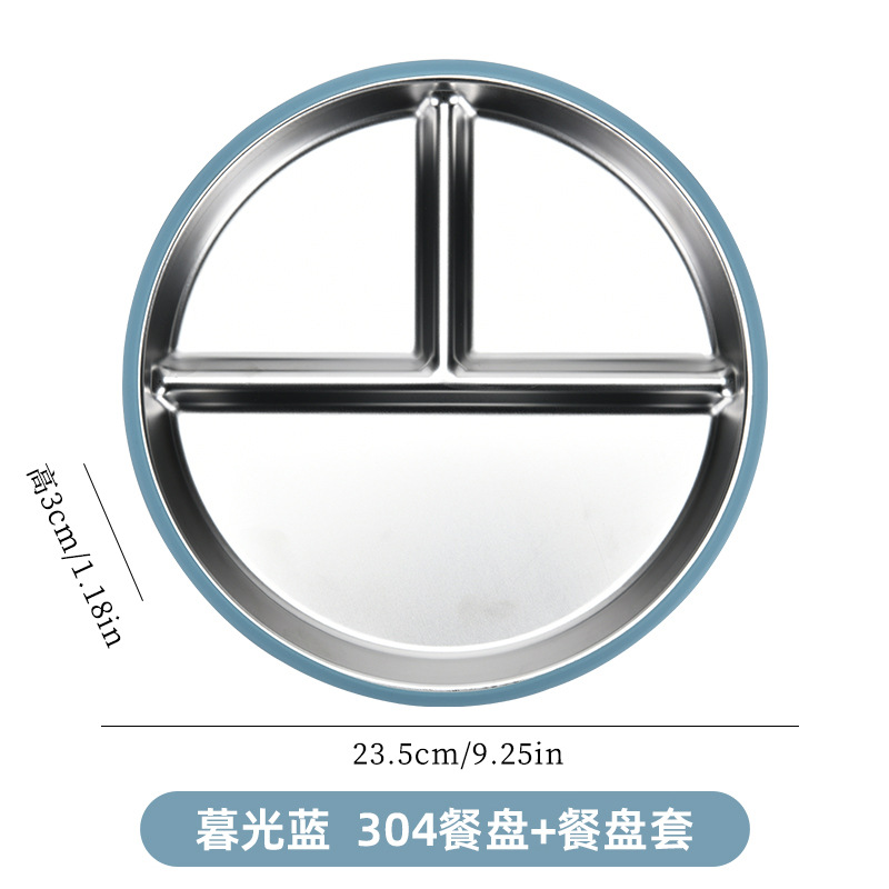 Platos de acero inoxidable con ventosa, silicona antideslizante, aislamiento térmico, niños