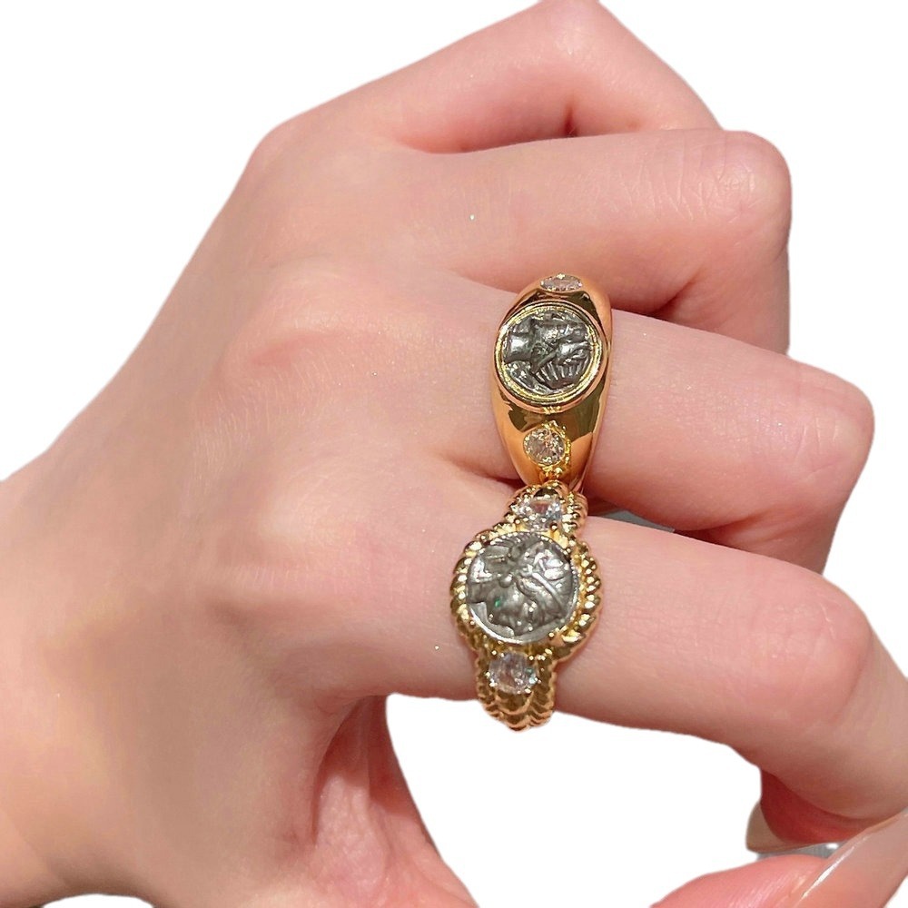 Ancient Babylon Goddess Zircon Ring Yellow Gemstone Vintage Style_voghion.com