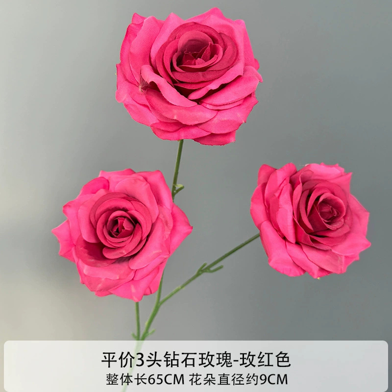 Diamante de 3 cabeças rosa-rosa vermelha