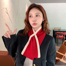 含6%羊毛长条毛线小围巾女冬季双层防寒保暖针织围脖百搭洋气脖套