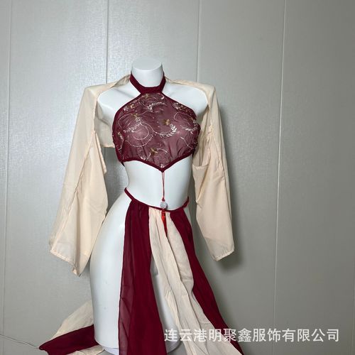 Charming Hanfu Sexy Retro Costume Passionate Ancient Style Hanfu Bodice Uniform Sheer Polyester Shirt Transparent Pajamas Large Size Wholesale