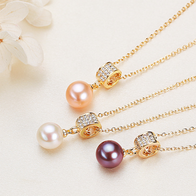 purple copper pendant with zircon from pearl