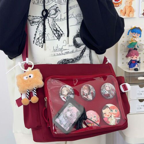 College style, all-matching class clothes, simple, large-capacity mailman bag, transparent bar, shoulder bag, pain bag