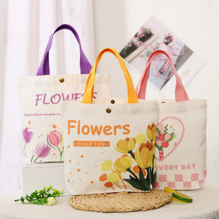 New Canvas Bag Tulip Women's Day Nurse's Day Mother's Day Teacher's Day Accompanying Ceremony Handheld Canvas Bag Simple