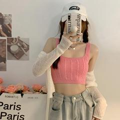 Sweet candy-colored vest for women with one-piece neckline, slim-fitting top, short summer age-reducing hottie, versatile bottoming