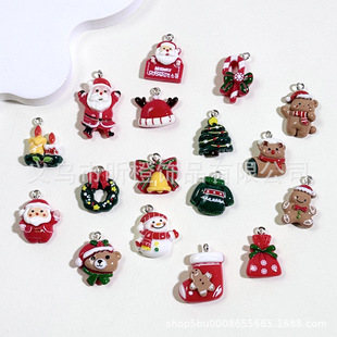 Cross-Border Holiday Santa Claus Cane Bell Resin Accessories Christmas DIY Cream Glue Accessories Mobile Phone Case Decoration