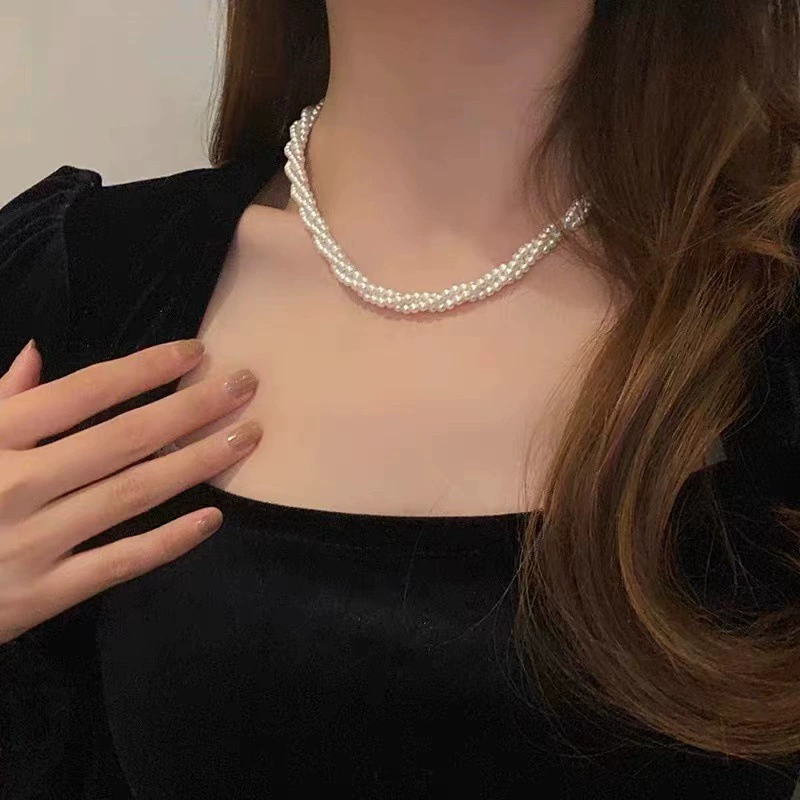 Long Pearl Necklace, Four-Leaf Clover Charms, Sweater Chain Style, 1.5 m Options