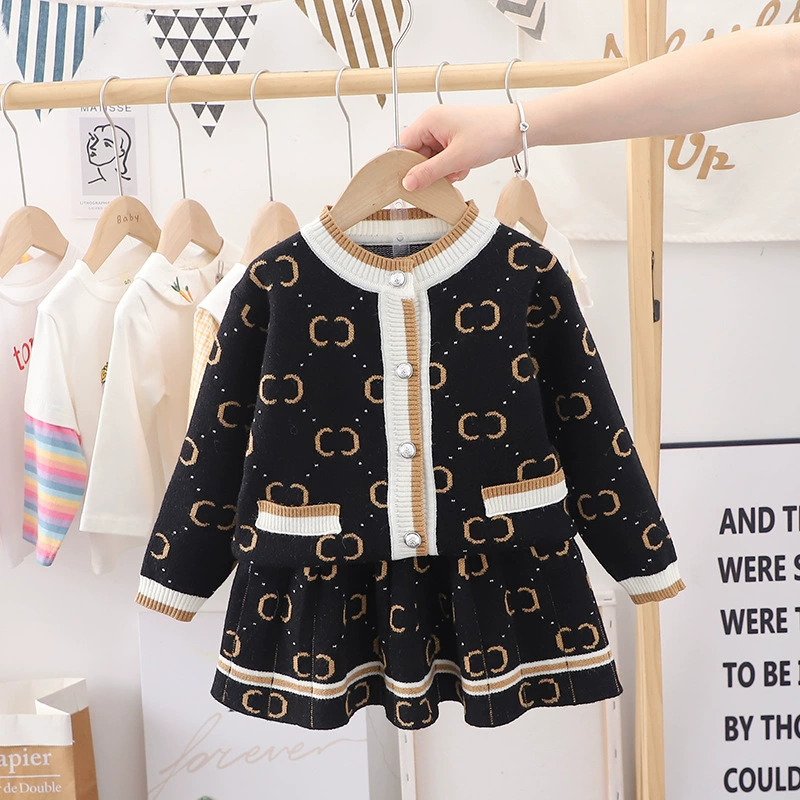 Детский свитер, кардиган, комплект, куртка девочке, осень, стиль Chanel