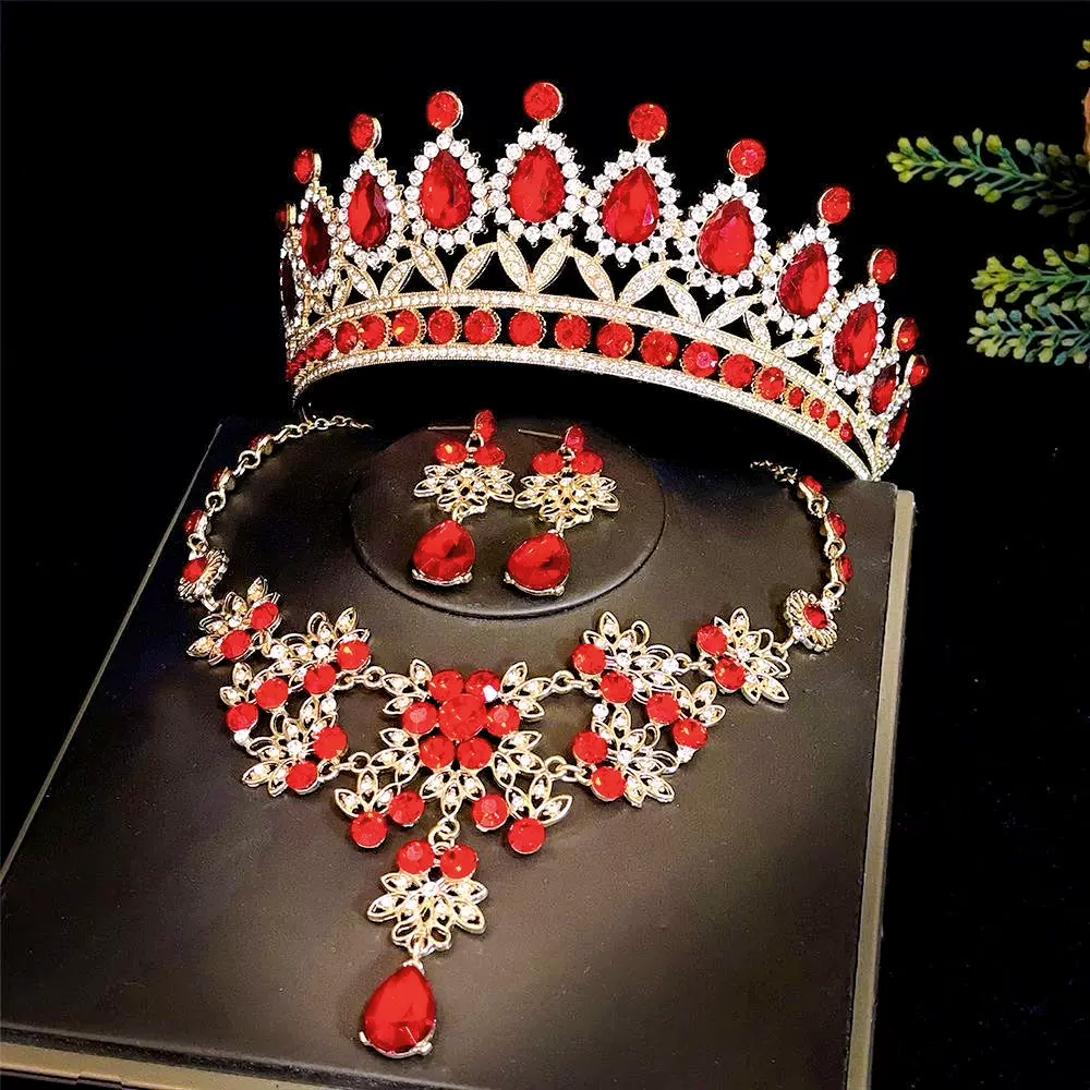 新娘饰品三件套装结婚皇冠头饰项链耳环韩式超仙婚纱礼服配饰