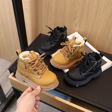 2025冬季新款小男孩经典保暖马丁靴女童加厚皮靴儿童防滑加绒棉靴