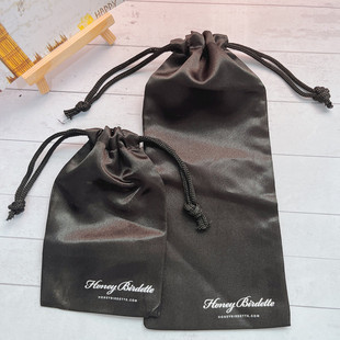 Factory black drawstring satin cloth drawstring bag smooth bag underwear wig storage and finishing dustproof satin bag