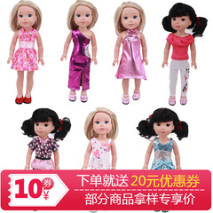 新款14寸美國女孩娃娃裙子配件服裝吊帶服時尚套裝上衣+褲子批發