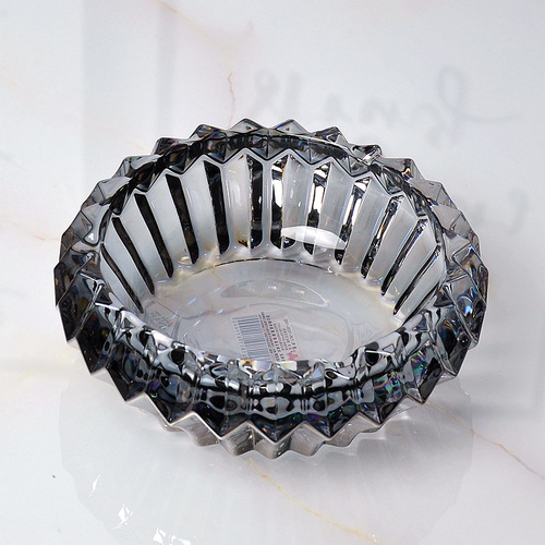 European crystal glass gear large round ashtray home living room coffee table light luxury ashtray Nordic ins style