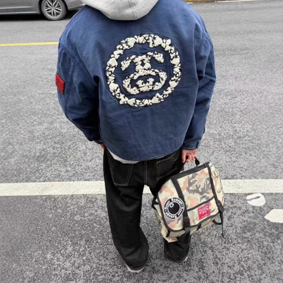 Stu x Den Joint American Retro Round Logo Workwear Jacket Quilted Jacket Tide