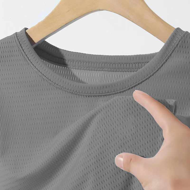 [Short -sleeve of the net eye] Light gray