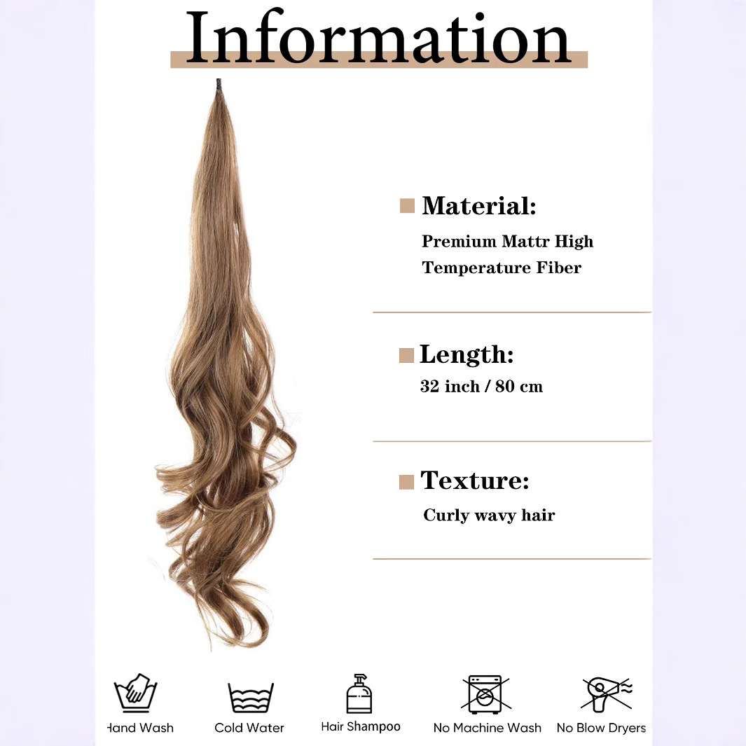 Peruca de cola de caballo, barra mágica de cabello, trenza de cola de caballo, simulación natural de ondas grandes, banda de fibra química, pelucina de cabello, trenza de cabello