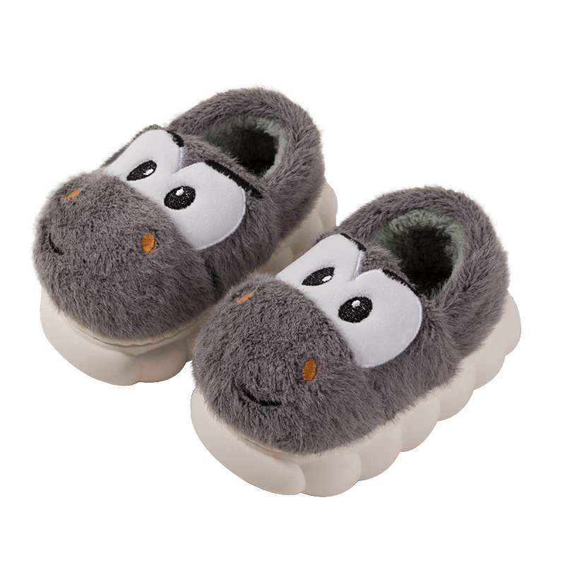 Zapatos de algodón infantil al por mayor bebés calentamiento de invierno interior de dibujos animados zapatos de algodón de peluche bonitos zapatos de invierno suaves