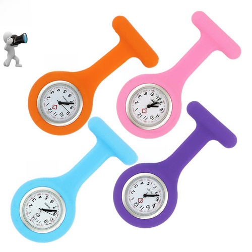 Factory supply watch wholesale, factory price 2020 trendy hot-selling silicone nurse watch with pin, plastic casing