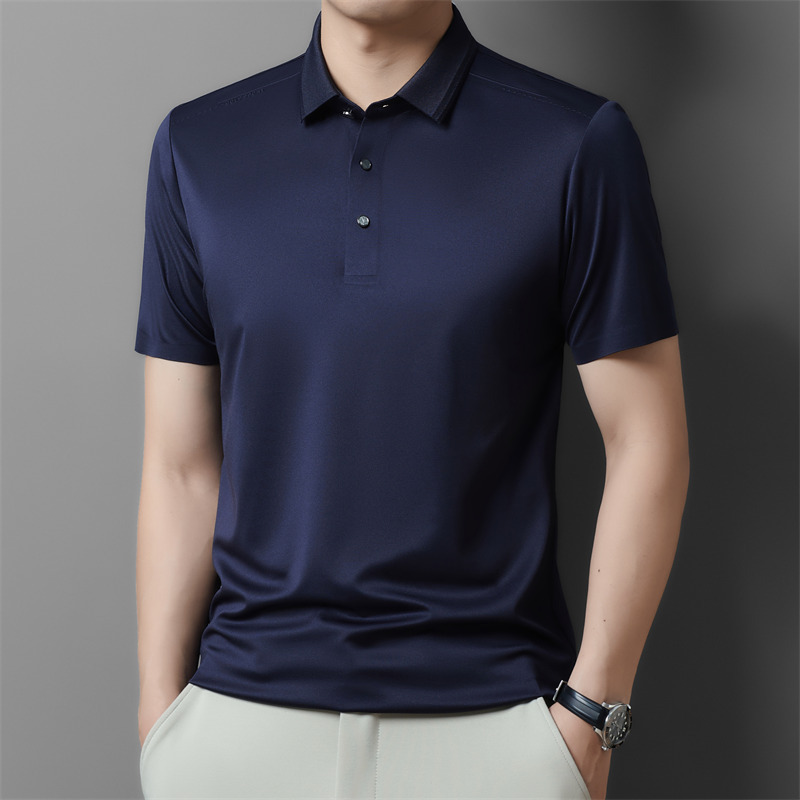 Genuine Brand 100% Mulberry Silk Polo Shirt Short-Sleeved Men's 2026 Summer Lightweight and Comfortable Lapel Base T-Shirt for Men Genuine Brand 100% Mulberry Silk Polo Shirt Short-Sleeved Men's 2026 Summer Lightweight and Comfortable Lapel Base T-Shirt for Men
