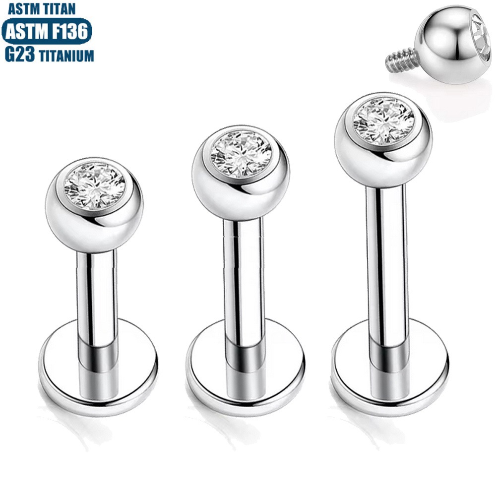 Labret stud lip piercing jewelry styling detail