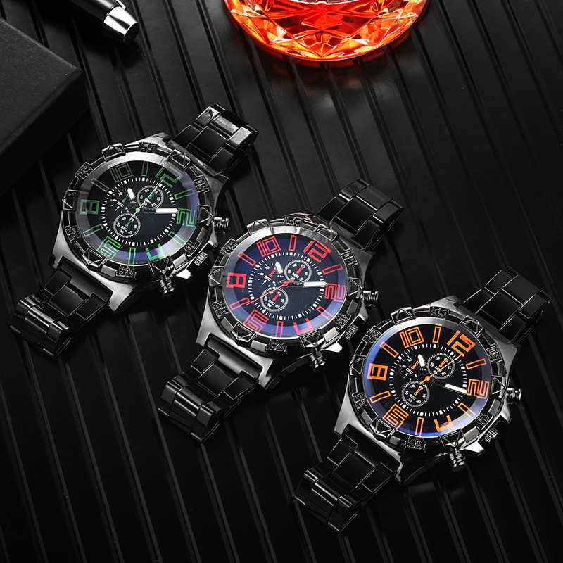 Pointer+Number Display Type Sports Geometric Horseshoe Buckle Quartz Men's Watches