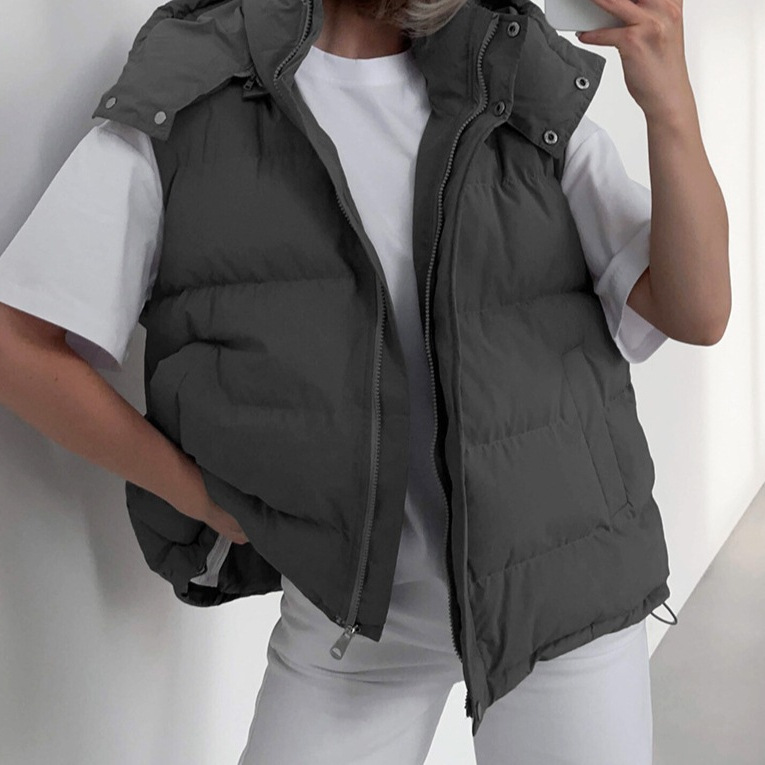 Women's Clothing autumn and winter new fashion trend hot girl street thick warm vest sleeveless cotton jacket_voghion.com